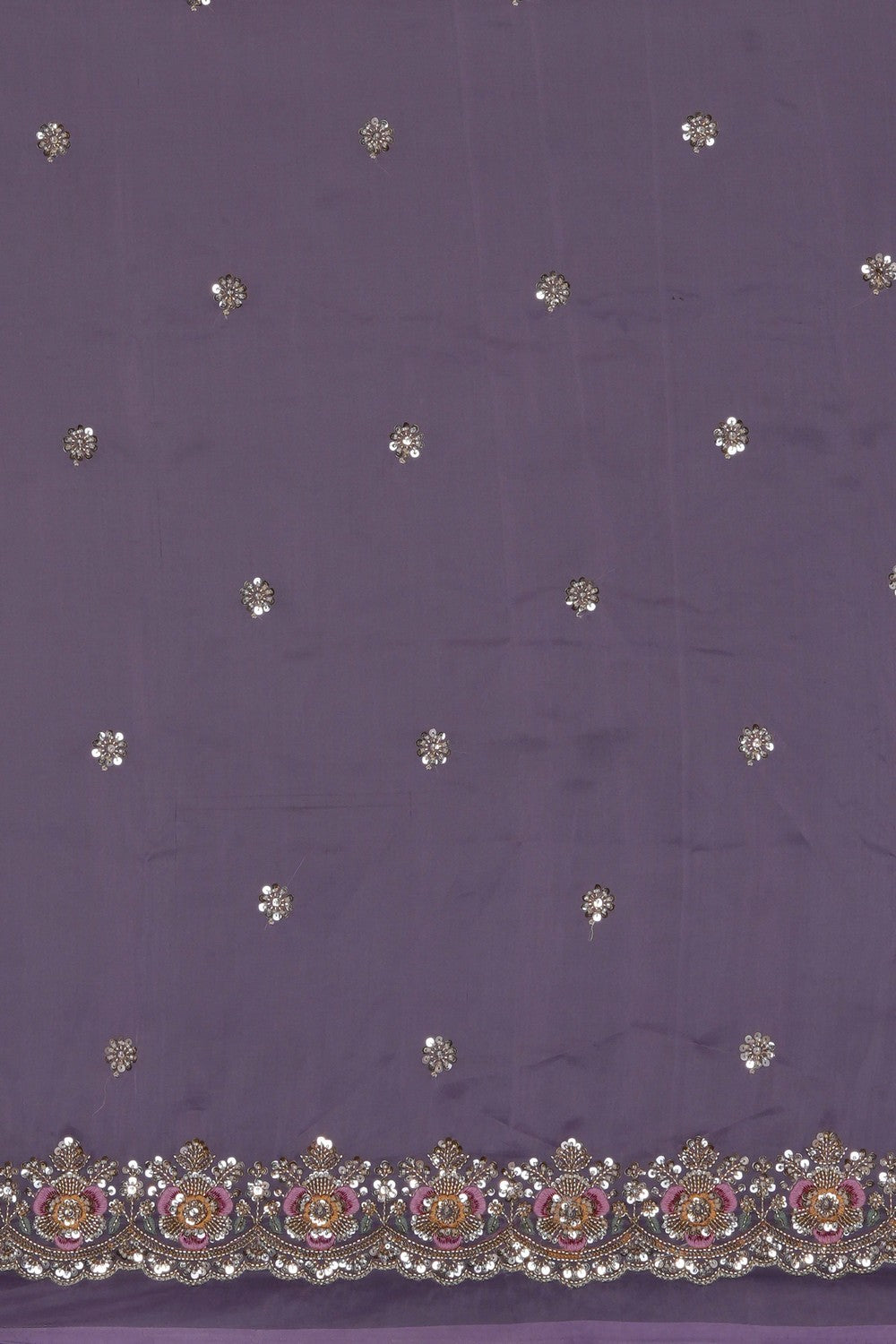 Image of Purple Kora Silk Embroidery Saree