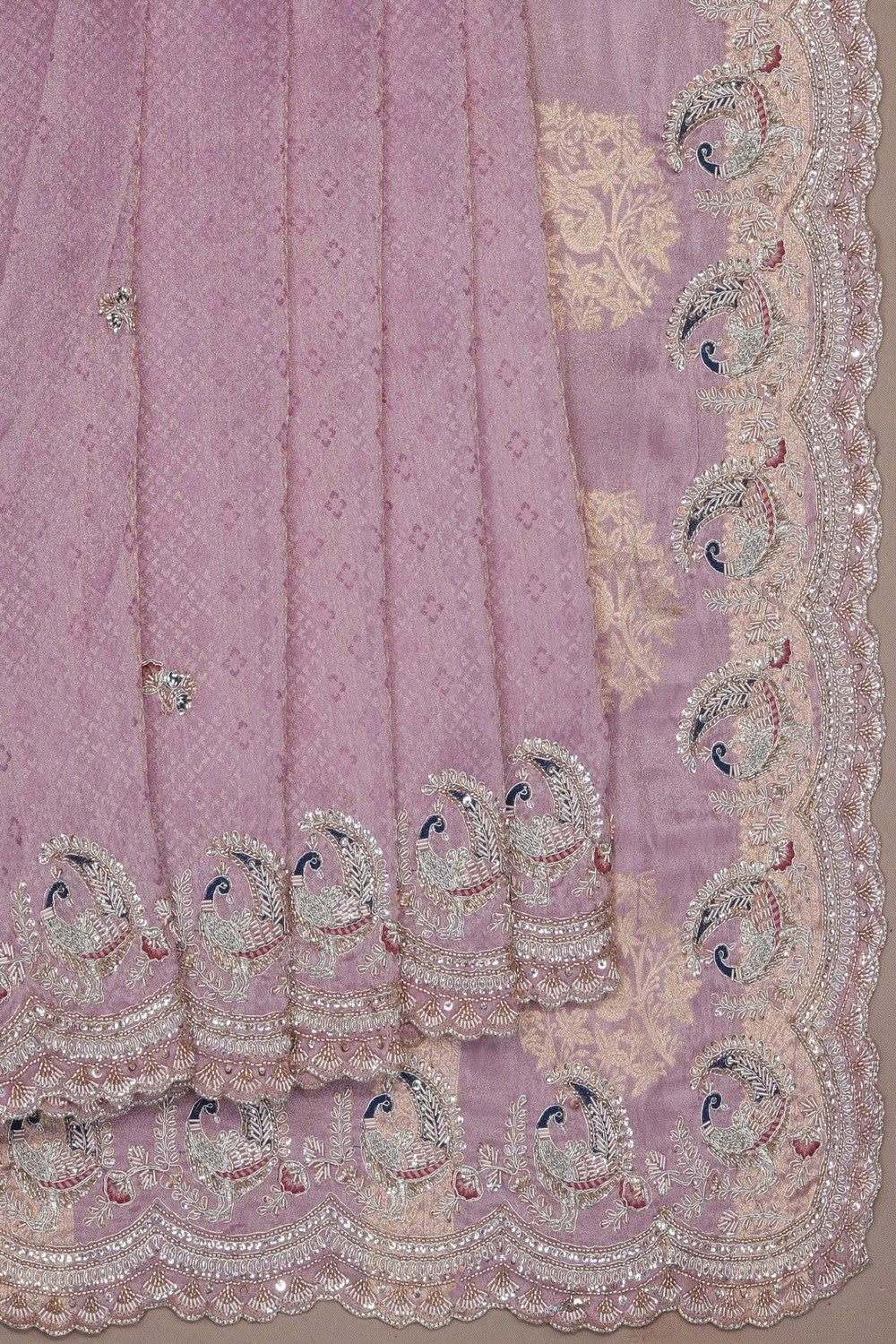 Image of Onion Pink Embroidery Saree