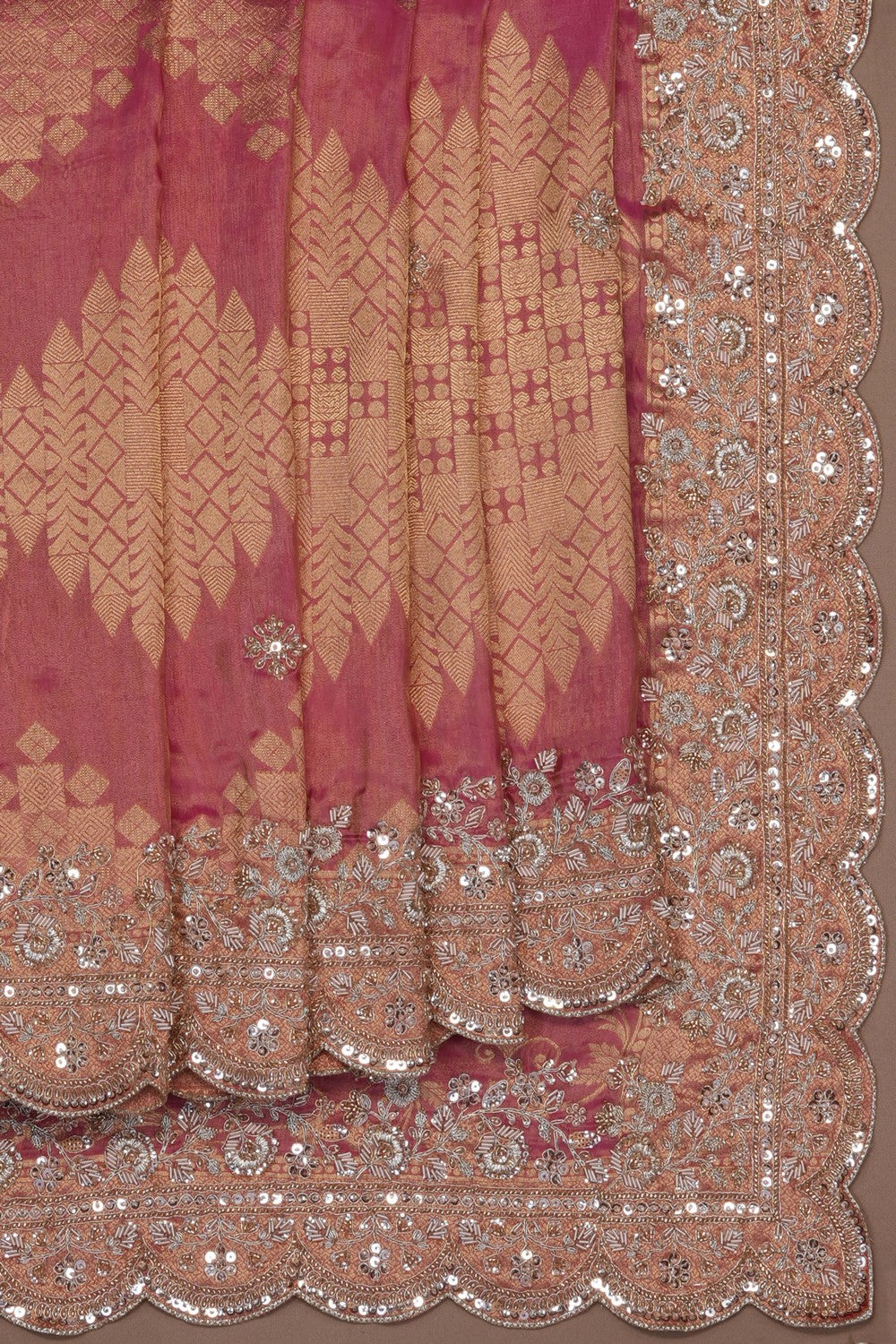 Image of Pink Embroidery Saree
