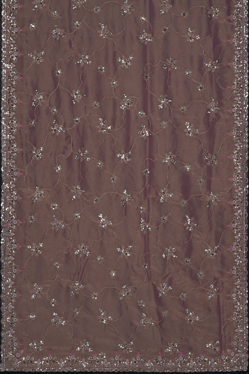 Image of Light-Pink Tissue Silk Embroidery Saree