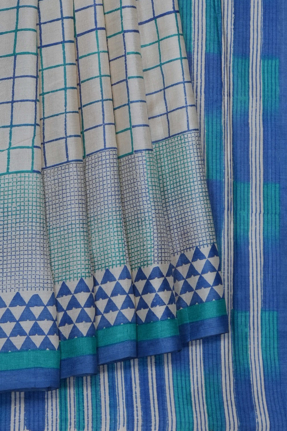 Image of Off-White Desi Tussar Silk Saree