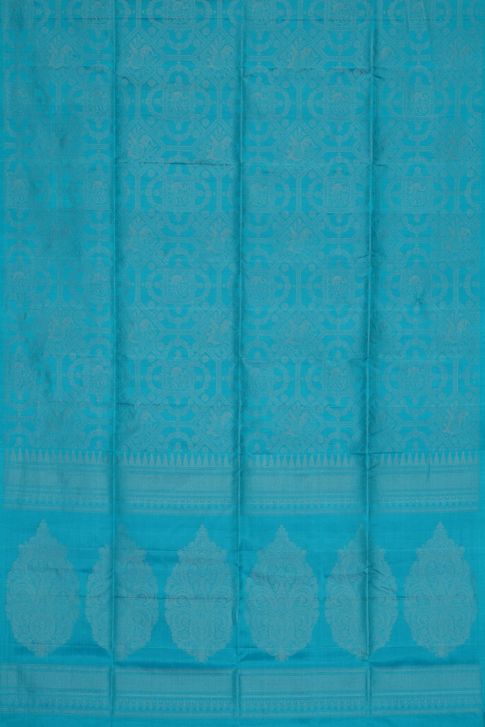 Image of Blue South Silk Brocade Saree