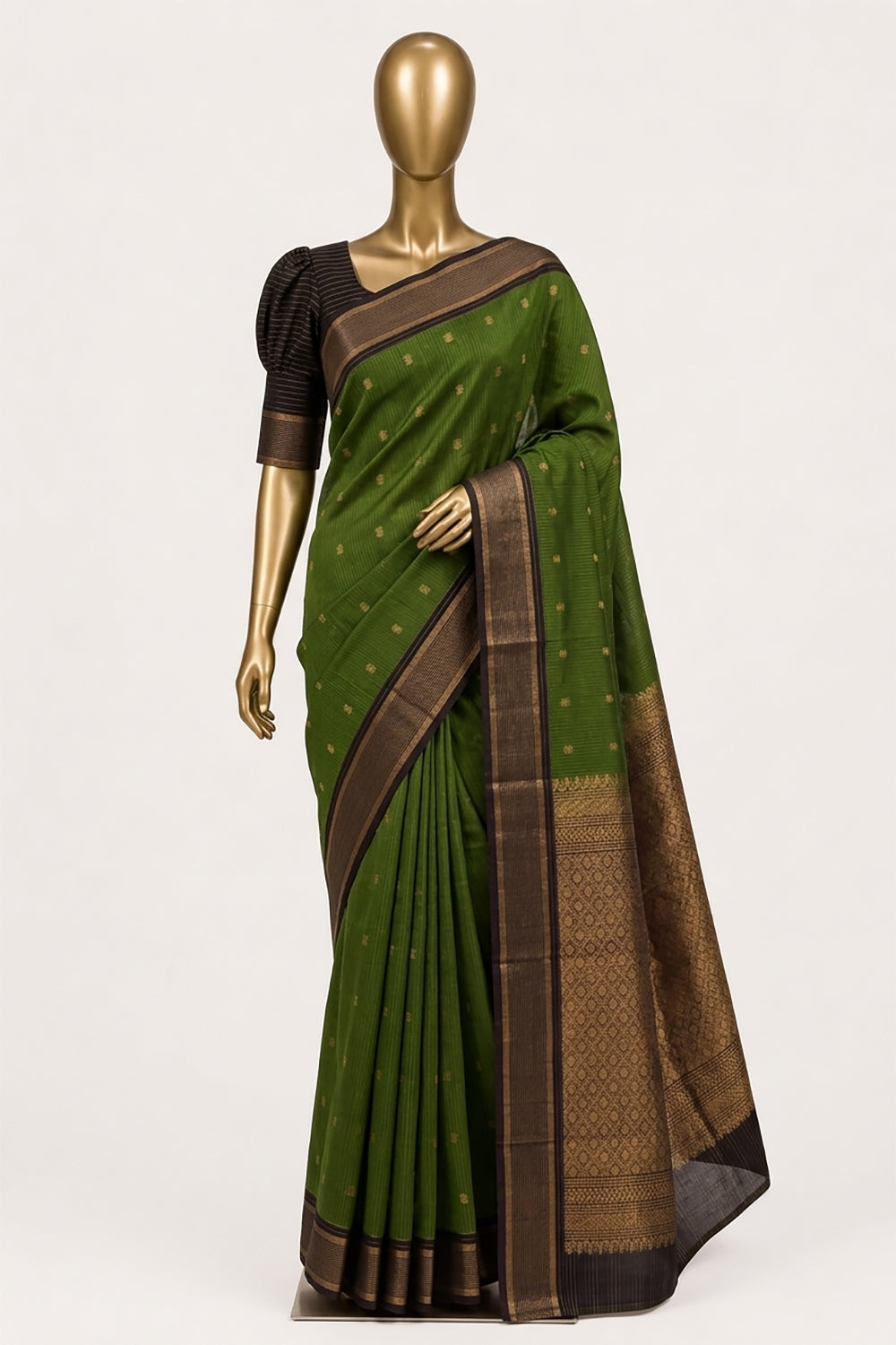 Image of Green Silk Cotton Saree