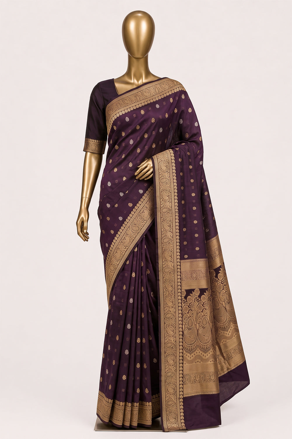 Image of Mauve Silk Cotton Saree