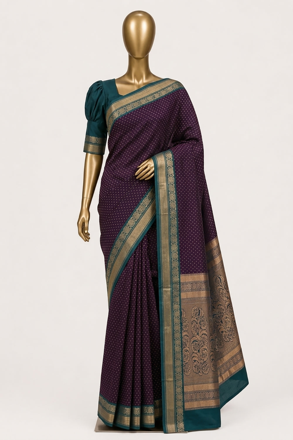 Image of Violet Silk Cotton Saree
