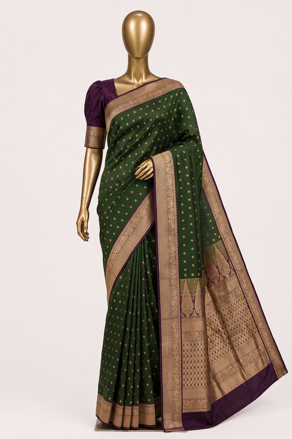 Image of Green Silk Cotton Saree