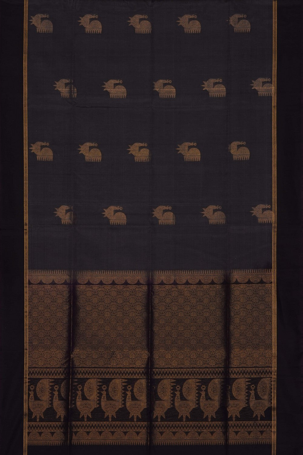 Image of Grey Silk Cotton Saree
