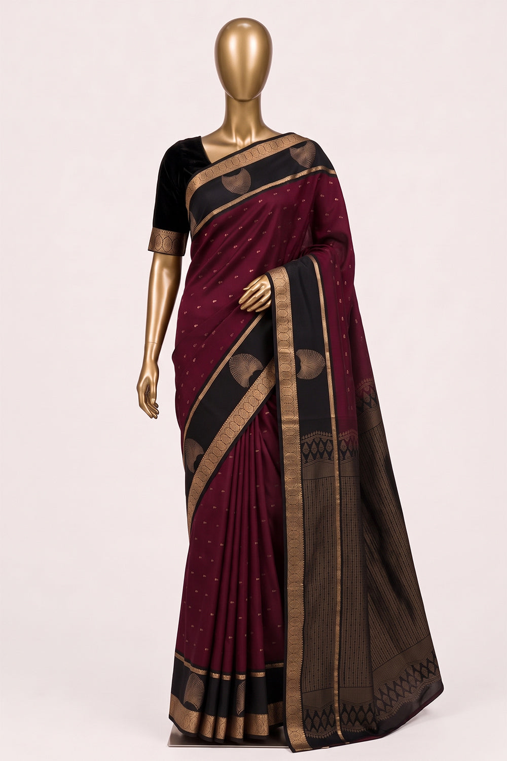 Image of Caramel Maroon Silk Saree