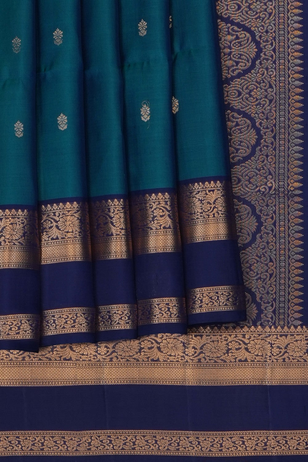 Image of Teal-Green South Silk Saree
