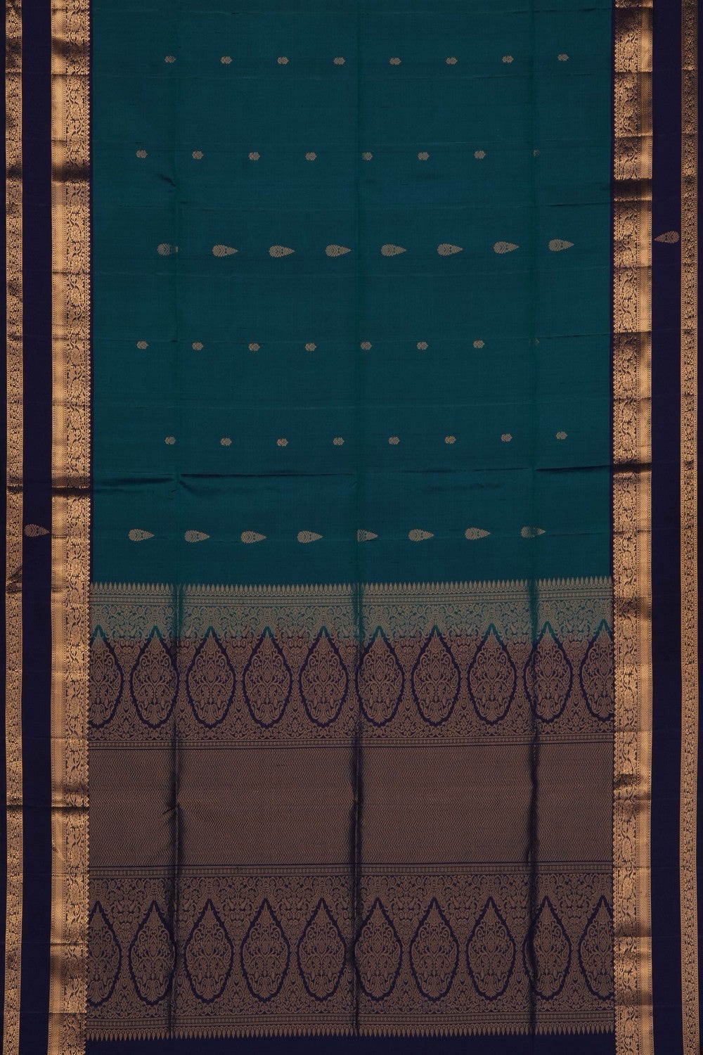 Image of Teal-Green South Silk Saree
