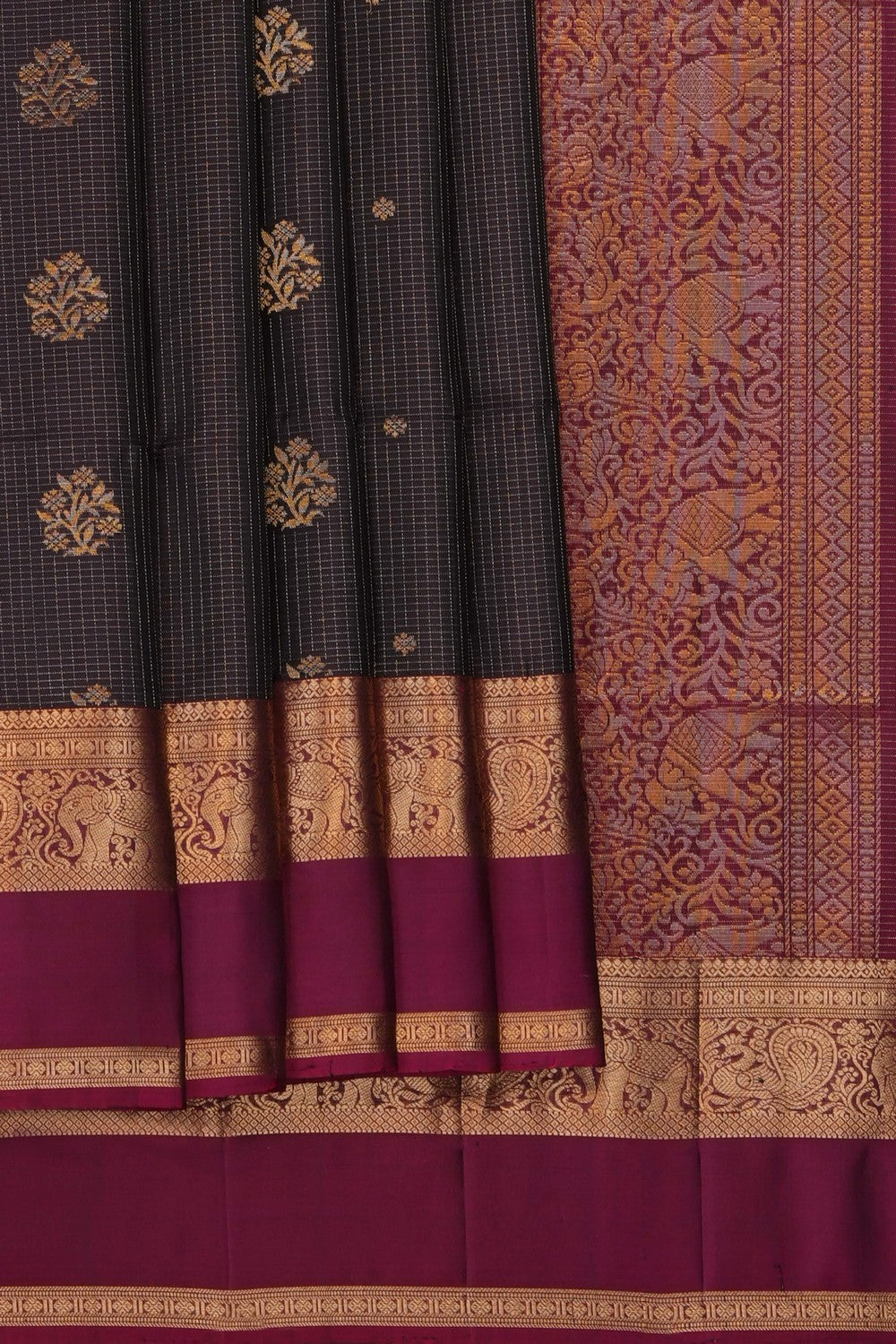Image of Violet South Silk Kattam Saree