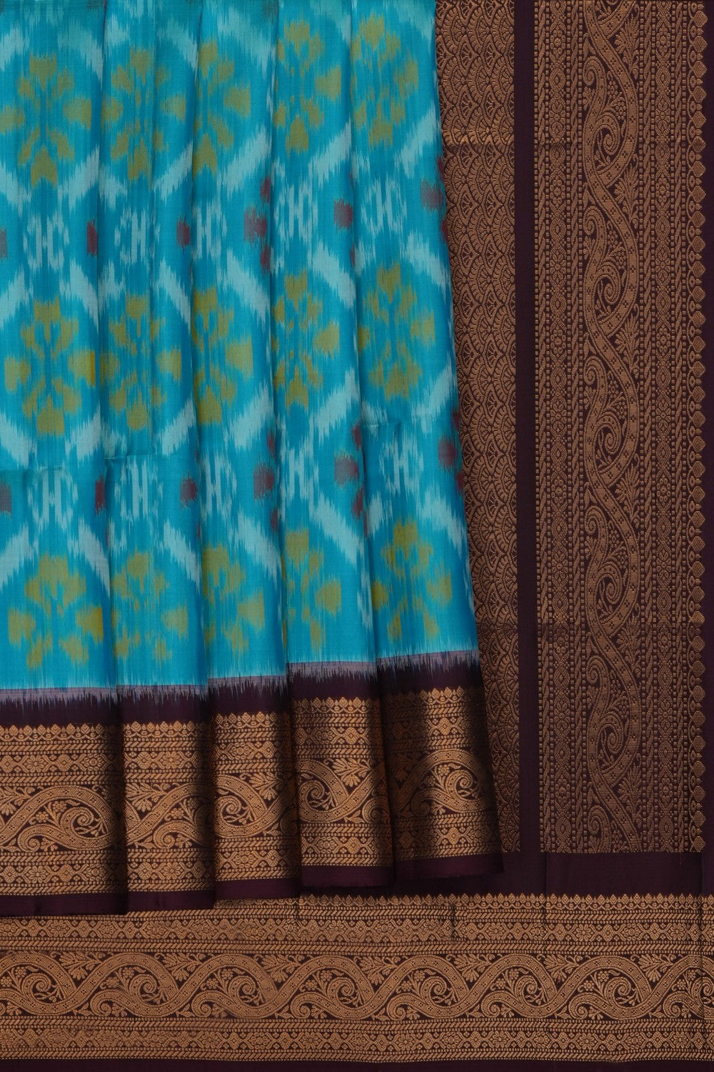 Image of South Silk Ikat Fusion Saree