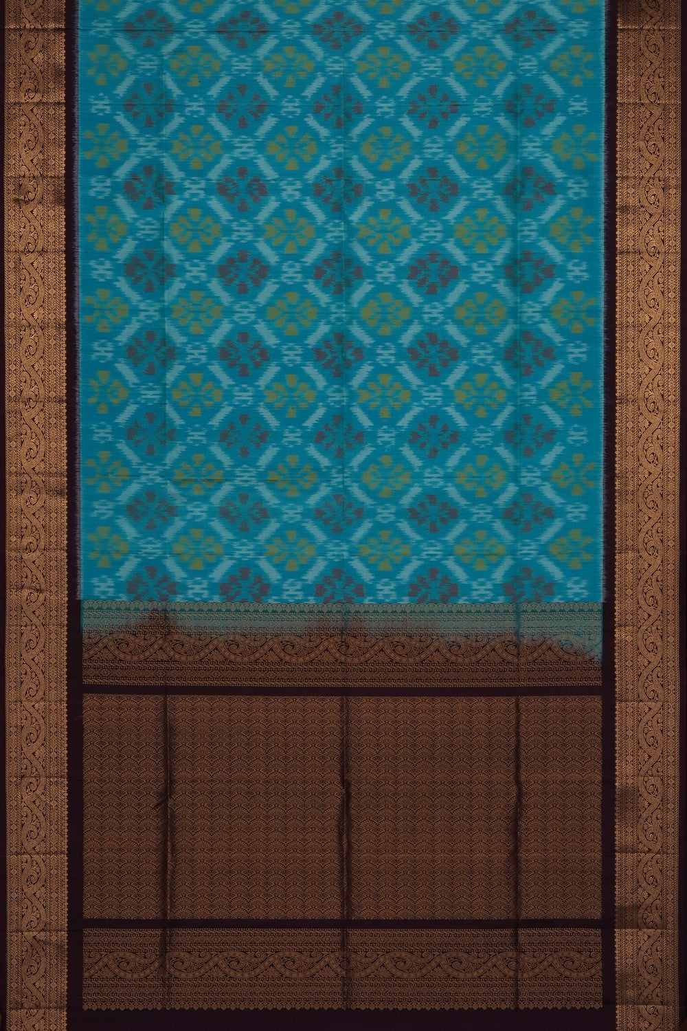 Image of South Silk Ikat Fusion Saree