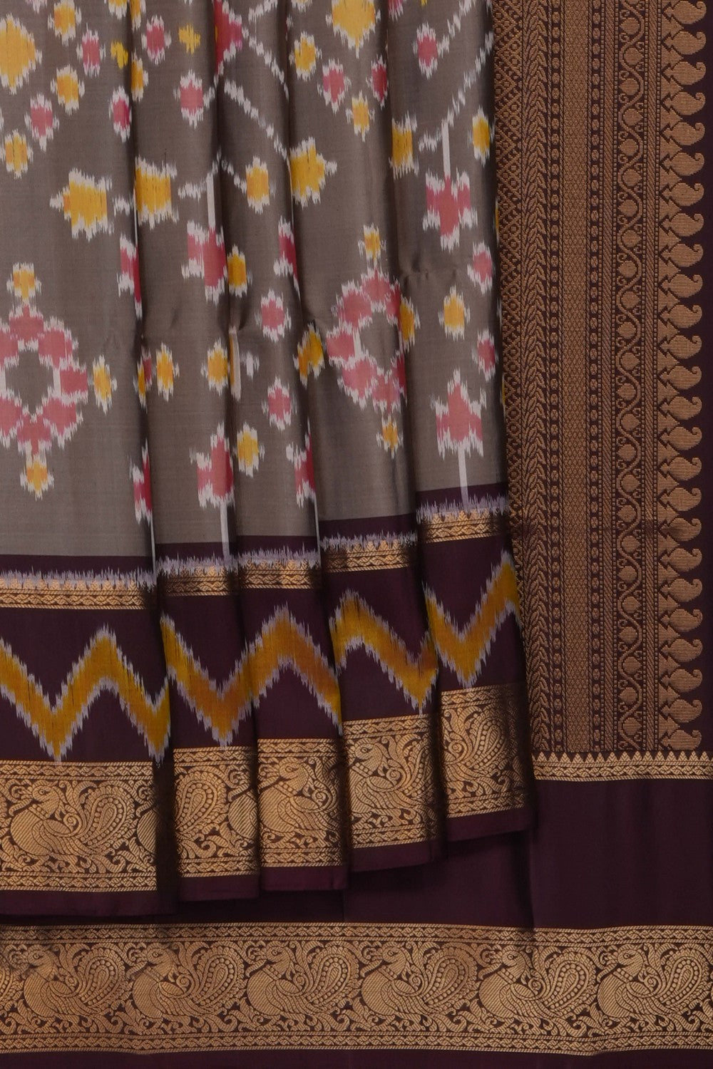 Image of South Silk Ikat Fusion Saree