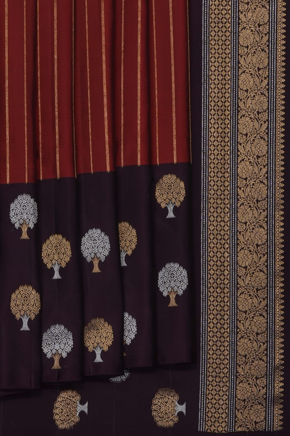 Image of Burgundy Red South Silk Saree