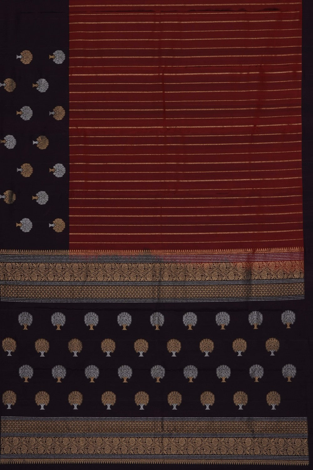 Image of Burgundy Red South Silk Saree