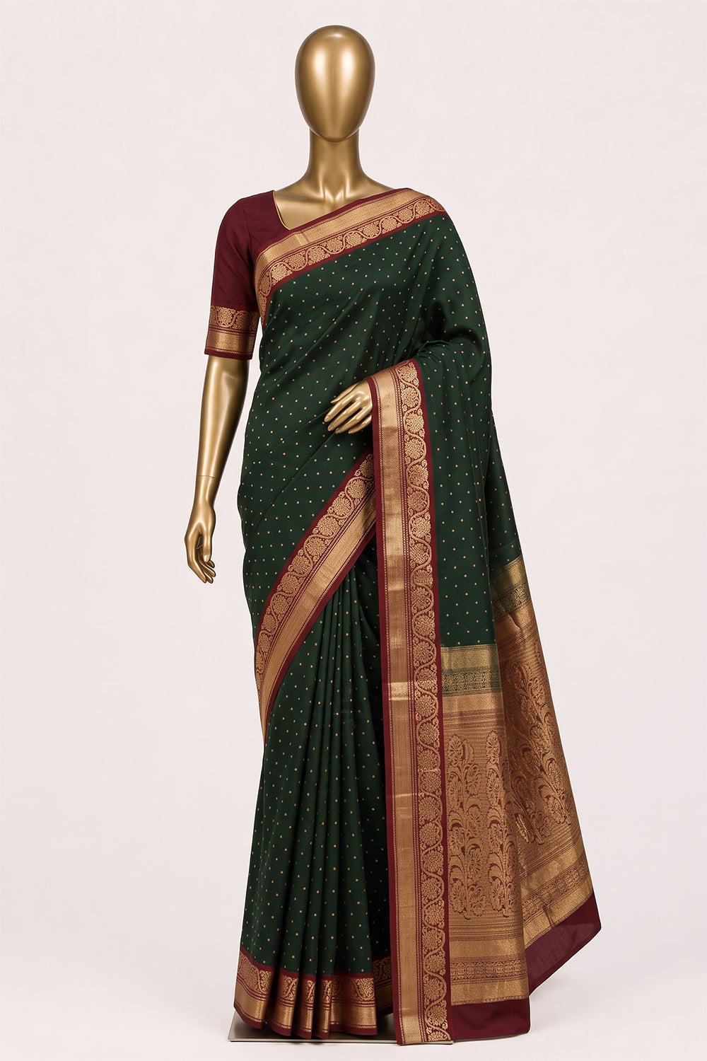 Image of Green South Silk Cotton Saree