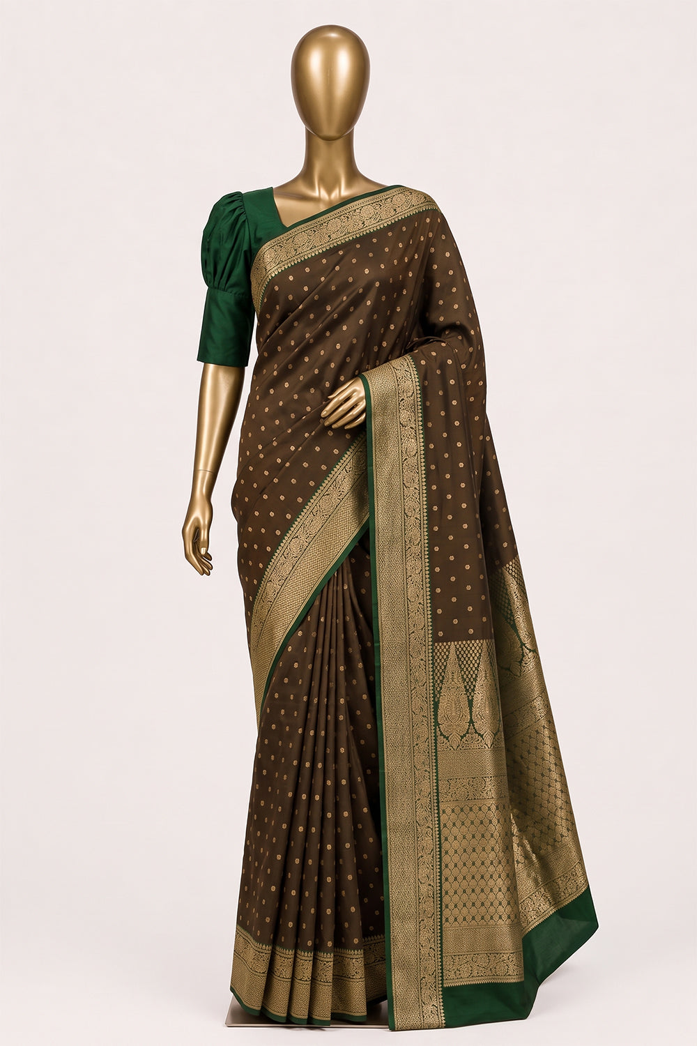 Image of Moss Green South Silk Cotton Saree