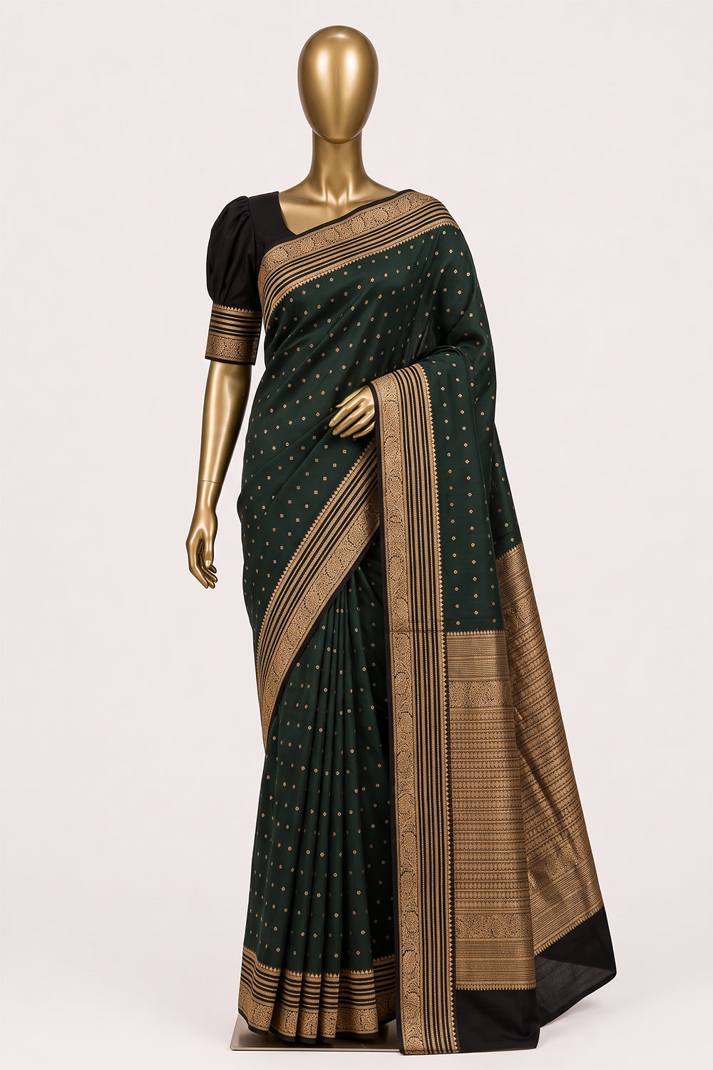 Image of Green South Silk Cotton Saree