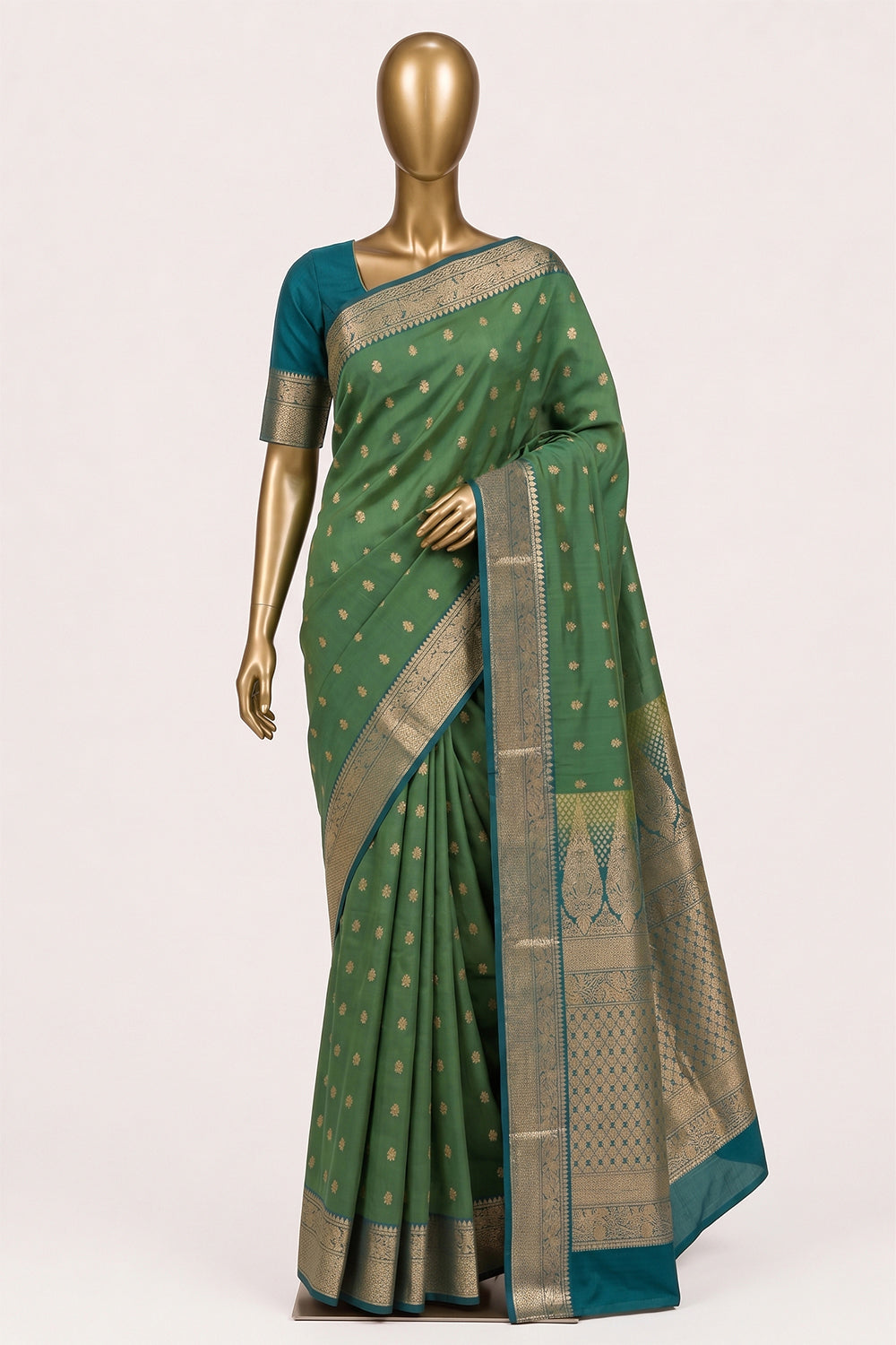 Image of Sea Green South Silk Cotton Saree