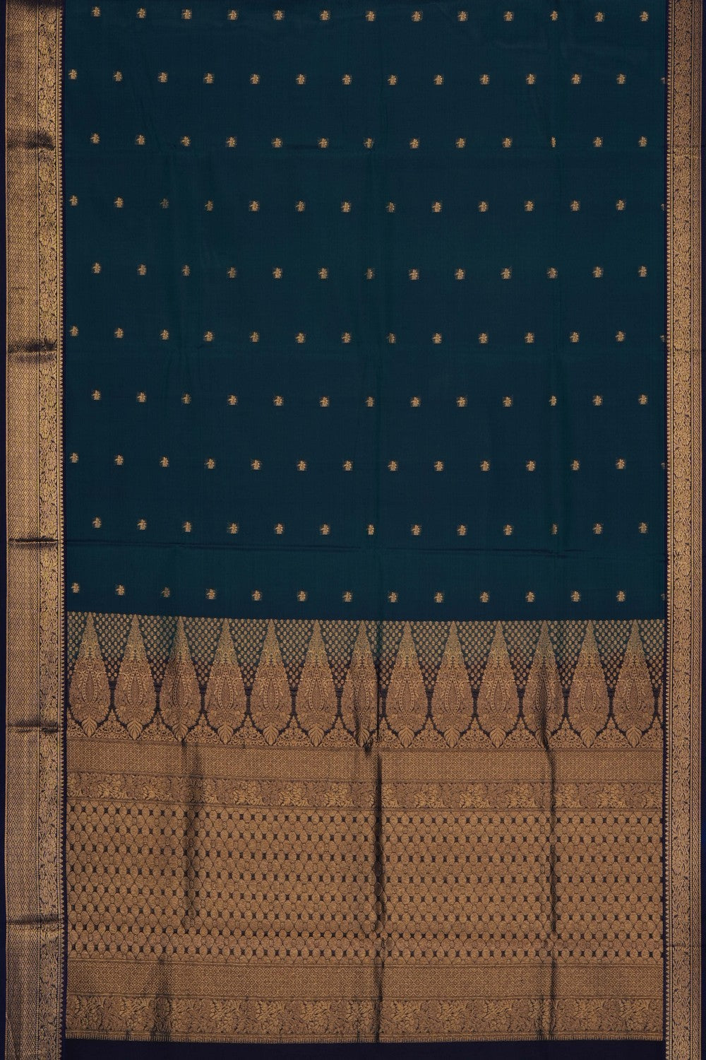 Image of Teal-Blue South Silk Cotton Saree