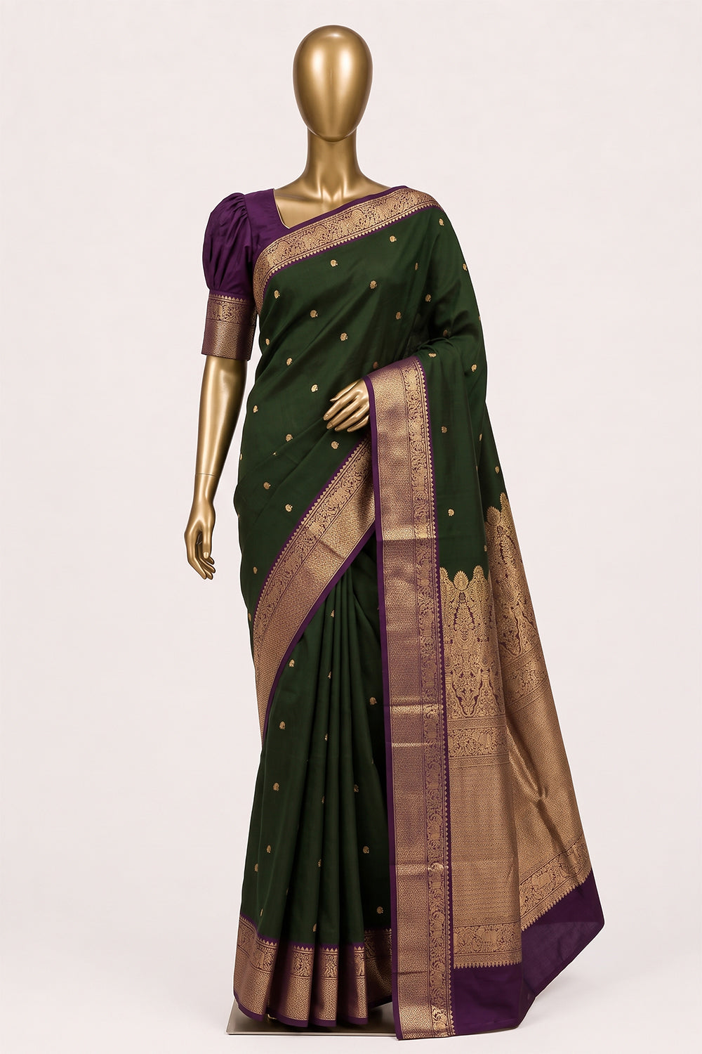 Image of Bottle Green South Silk Cotton Saree