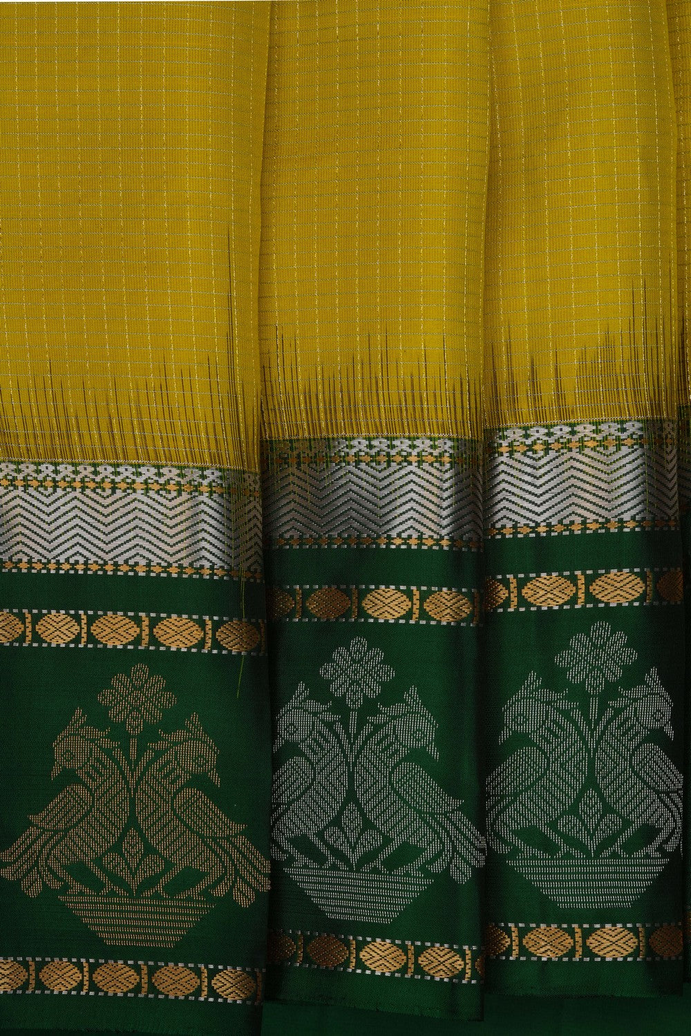 Image of Yellow South Silk Kattam Saree