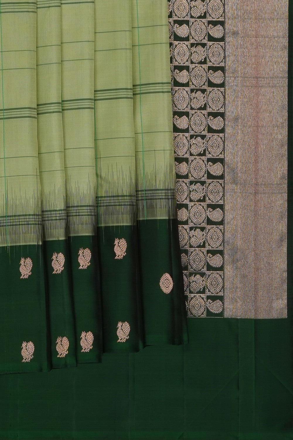 Image of Sage-Green South Silk Saree