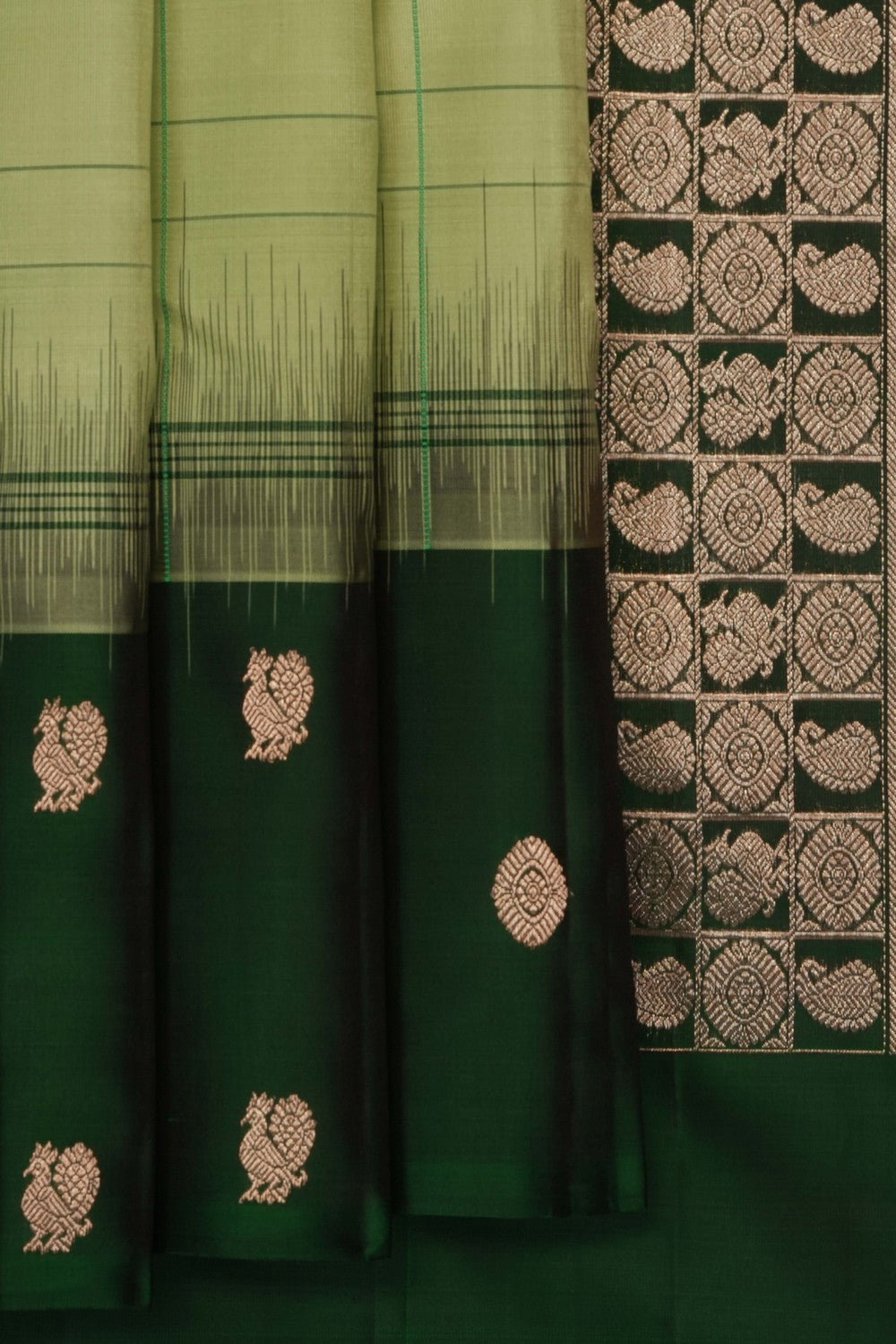 Image of Sage-Green South Silk Saree