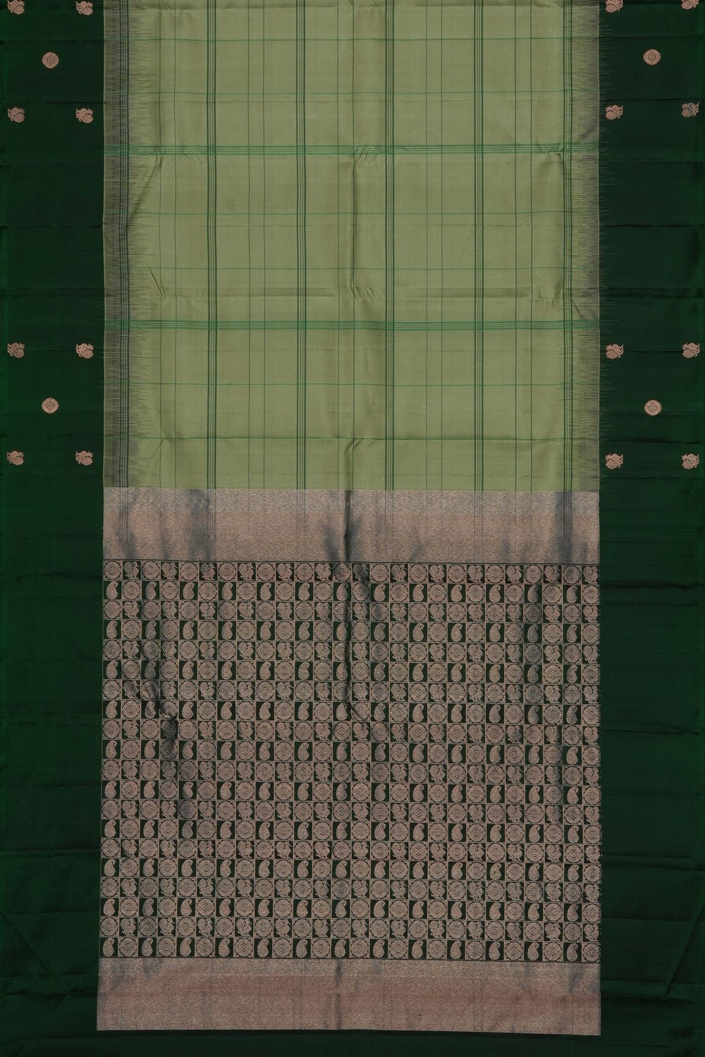 Image of Sage-Green South Silk Saree