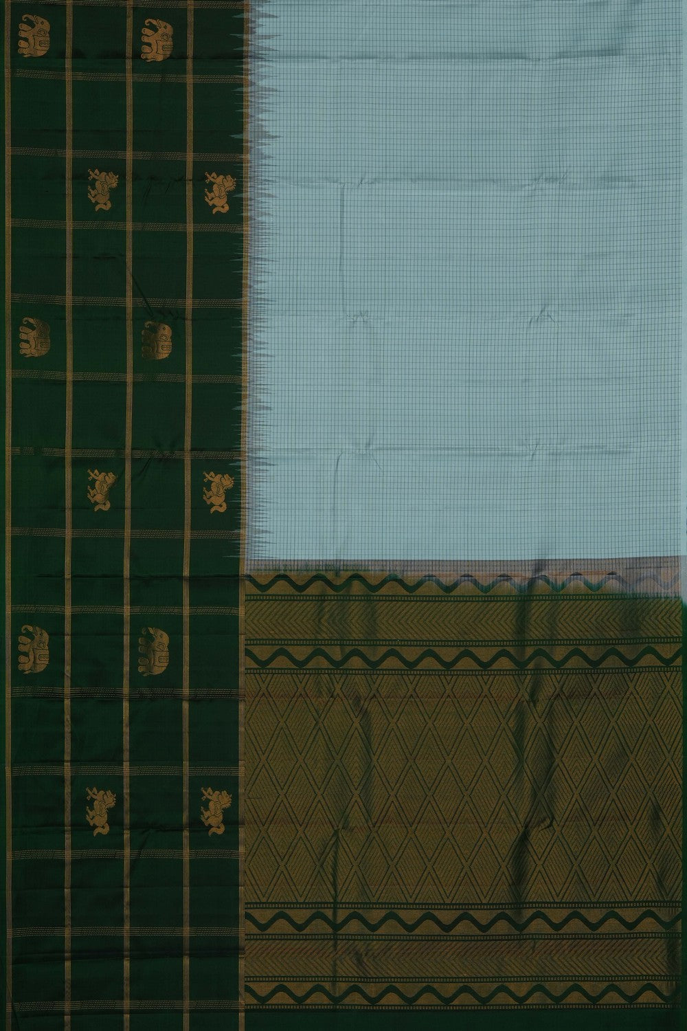 Image of Sea Blue South Silk Kattam Saree