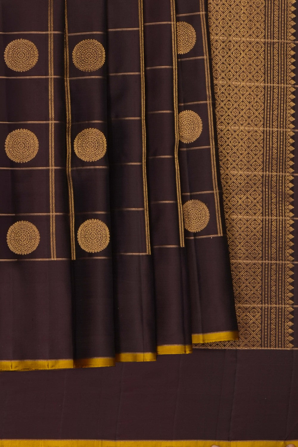 Image of Brown South Silk Kattam Saree