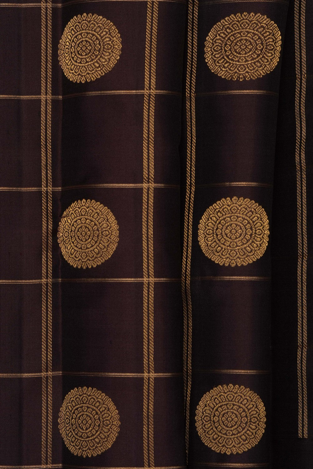 Image of Brown South Silk Kattam Saree