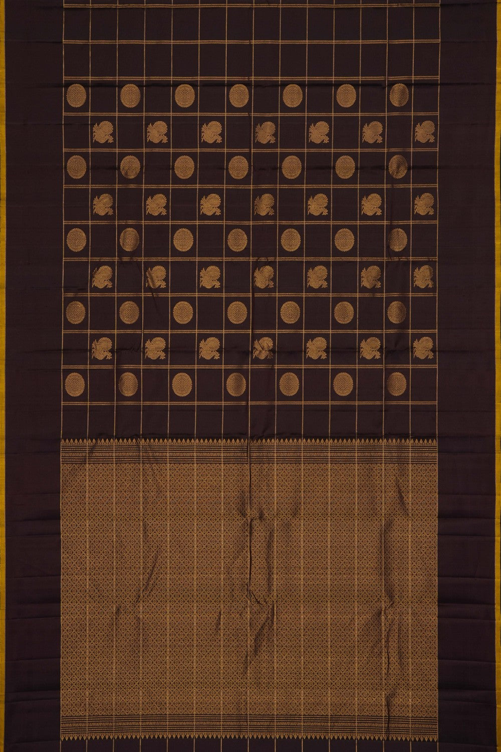 Image of Brown South Silk Kattam Saree