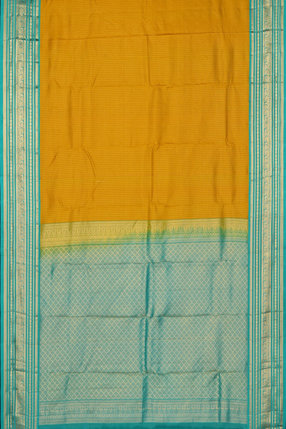 Image of Yellow South Silk Kattam Saree