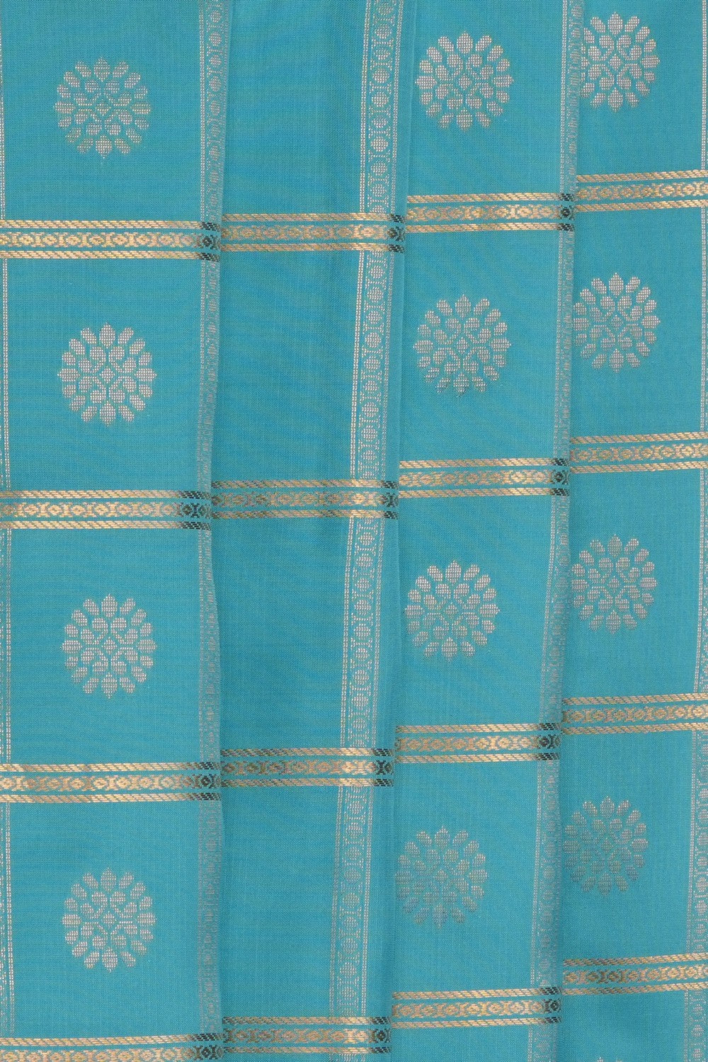 Image of Pond Blue South Silk Kattam Saree