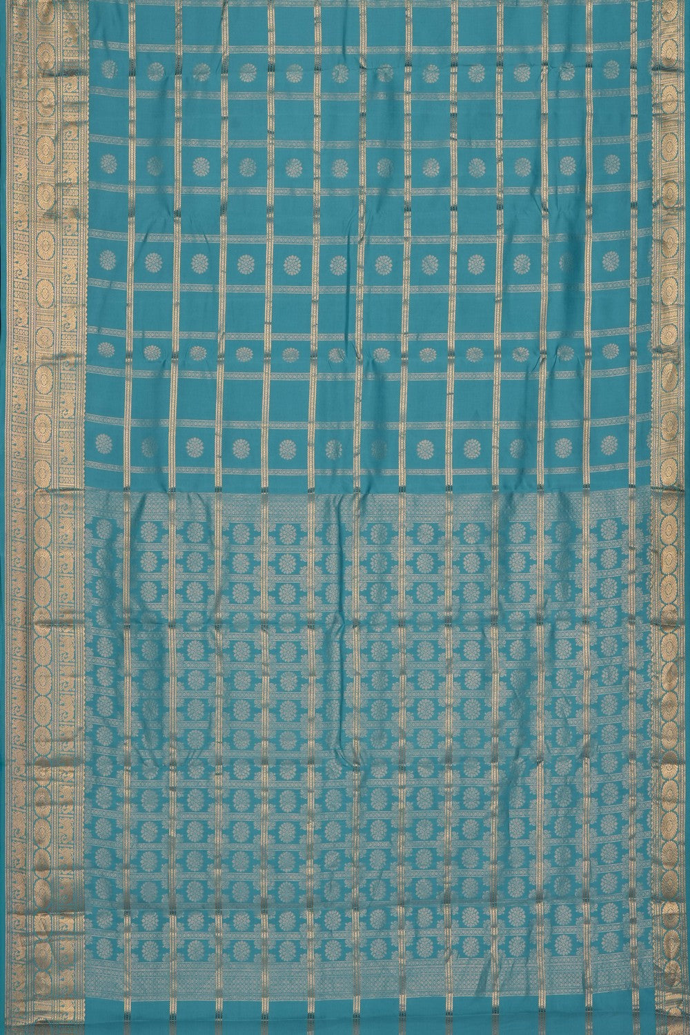 Image of Pond Blue South Silk Kattam Saree