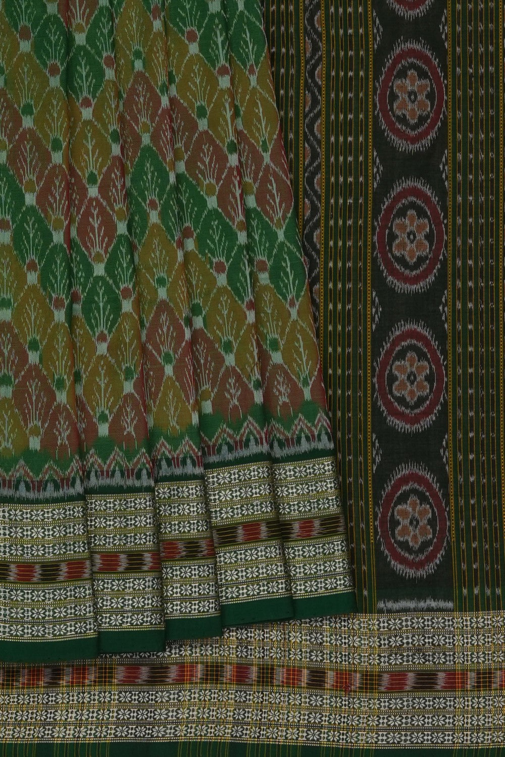 Image of Green Sambalpuri Cotton Saree