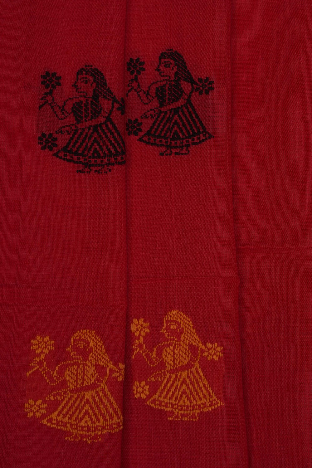 Image of Red Sambalpuri Cotton Saree