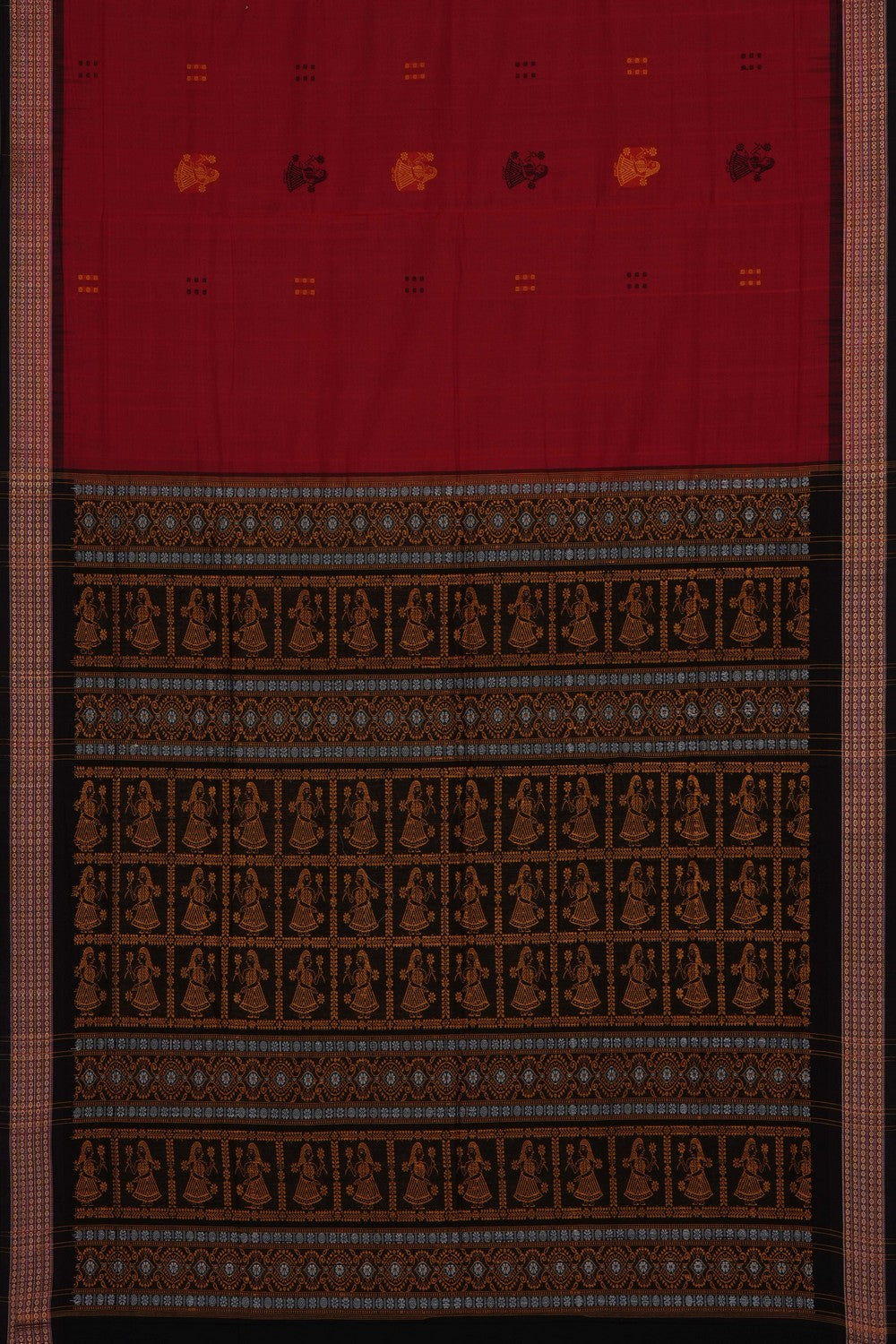 Image of Red Sambalpuri Cotton Saree