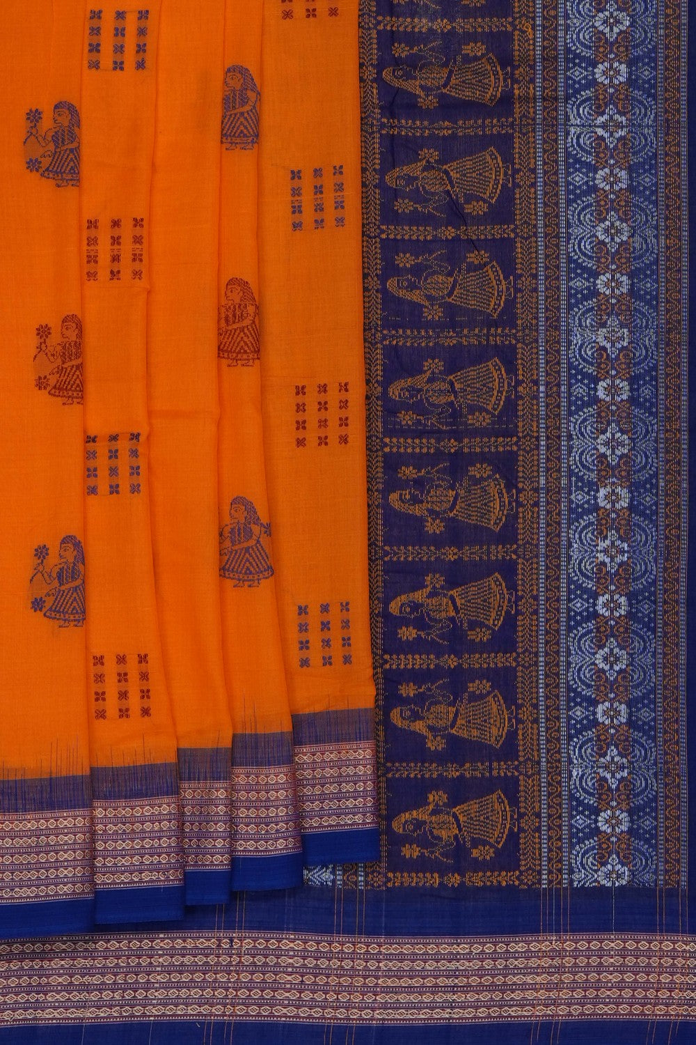 Image of Orange Sambalpuri Cotton Saree