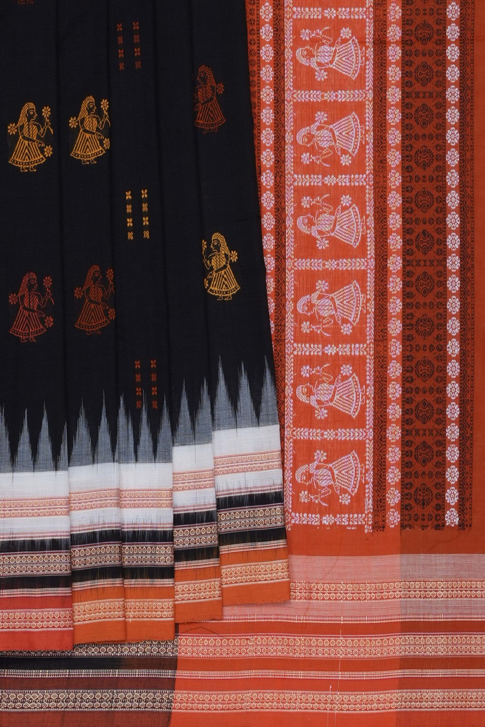 Image of Black Sambalpuri Cotton Saree