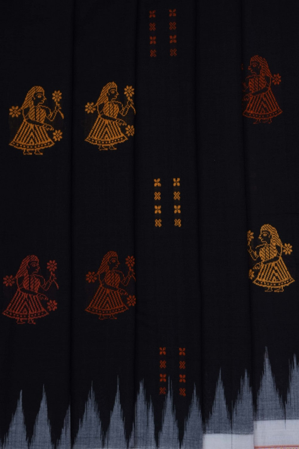 Image of Black Sambalpuri Cotton Saree