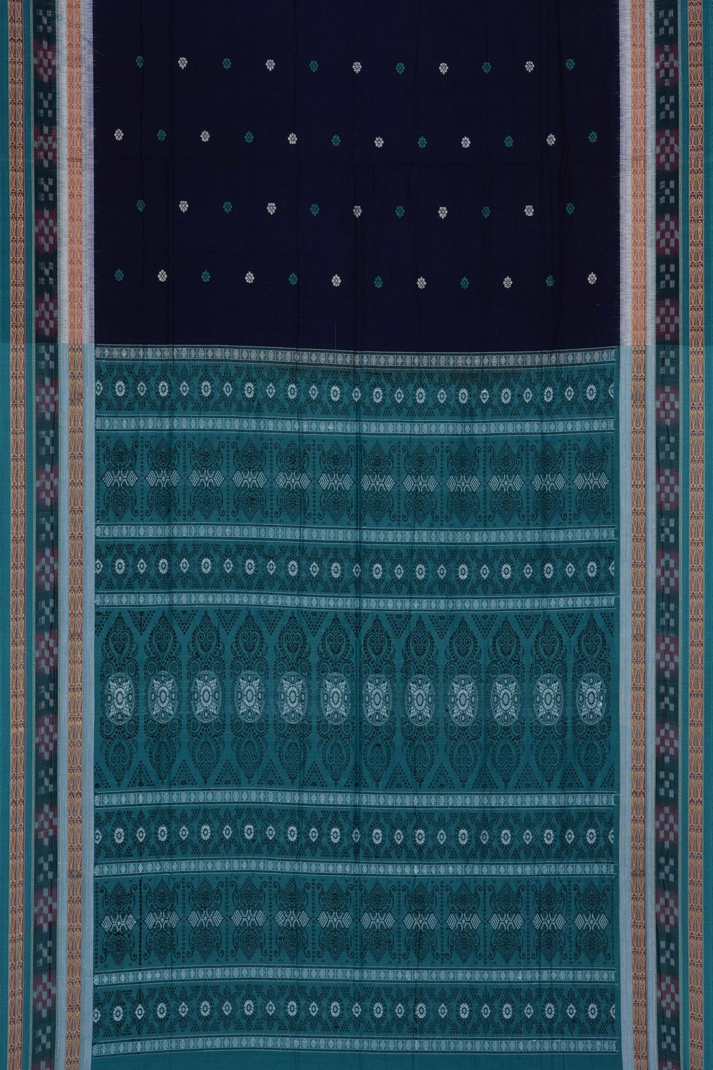 Image of Navy Blue Sambalpuri Cotton Saree