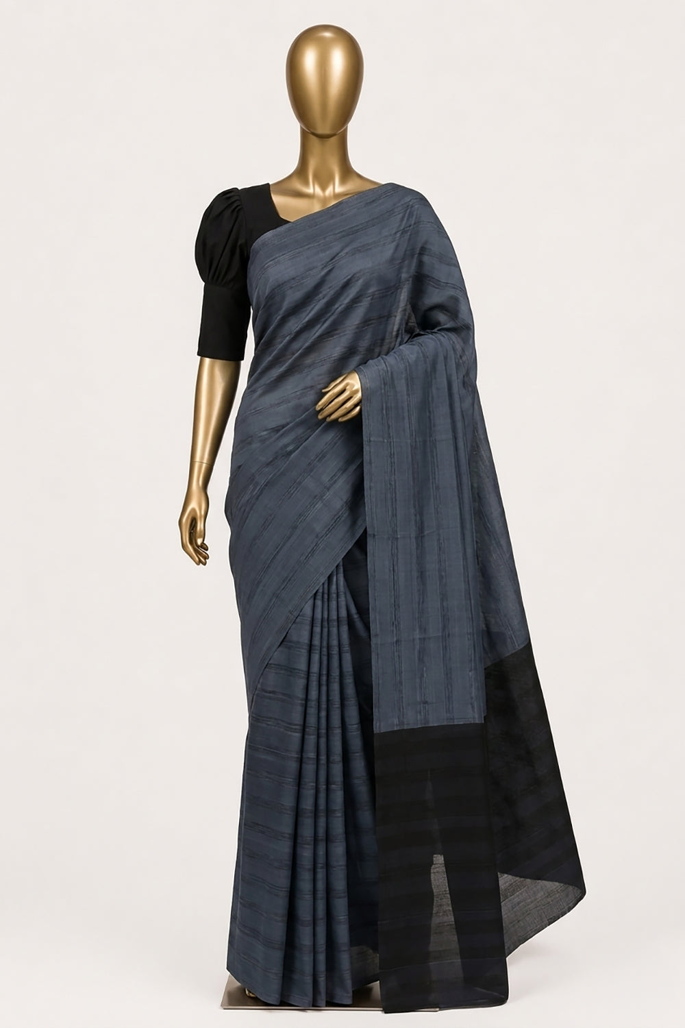 Image of Dupion Silk Grey Saree