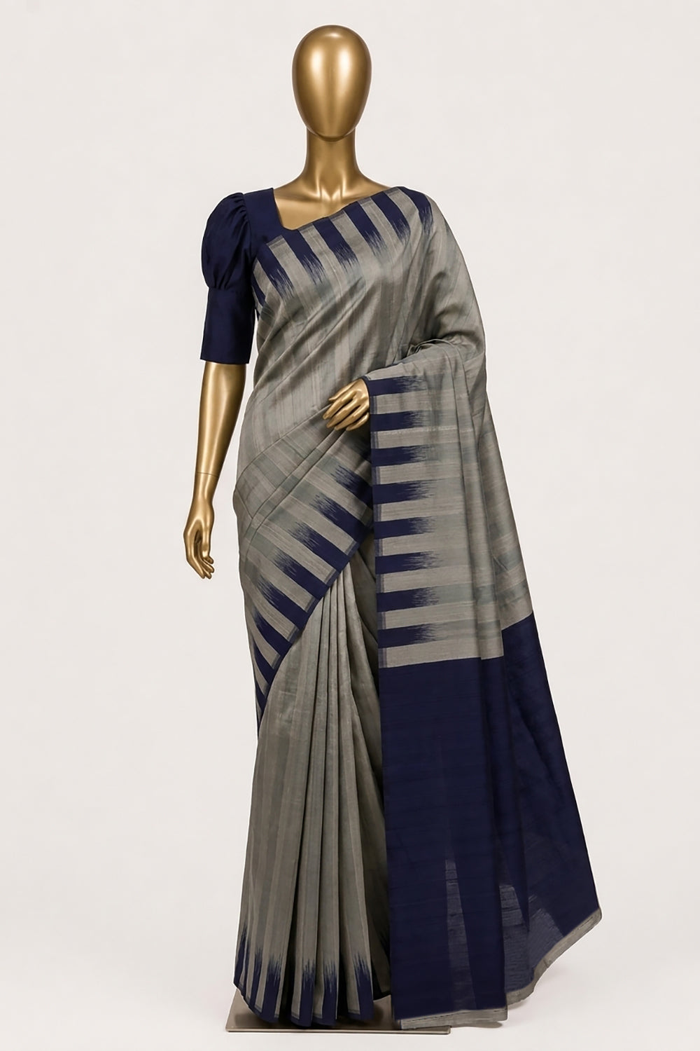 Image of Dupion Silk Grey Saree