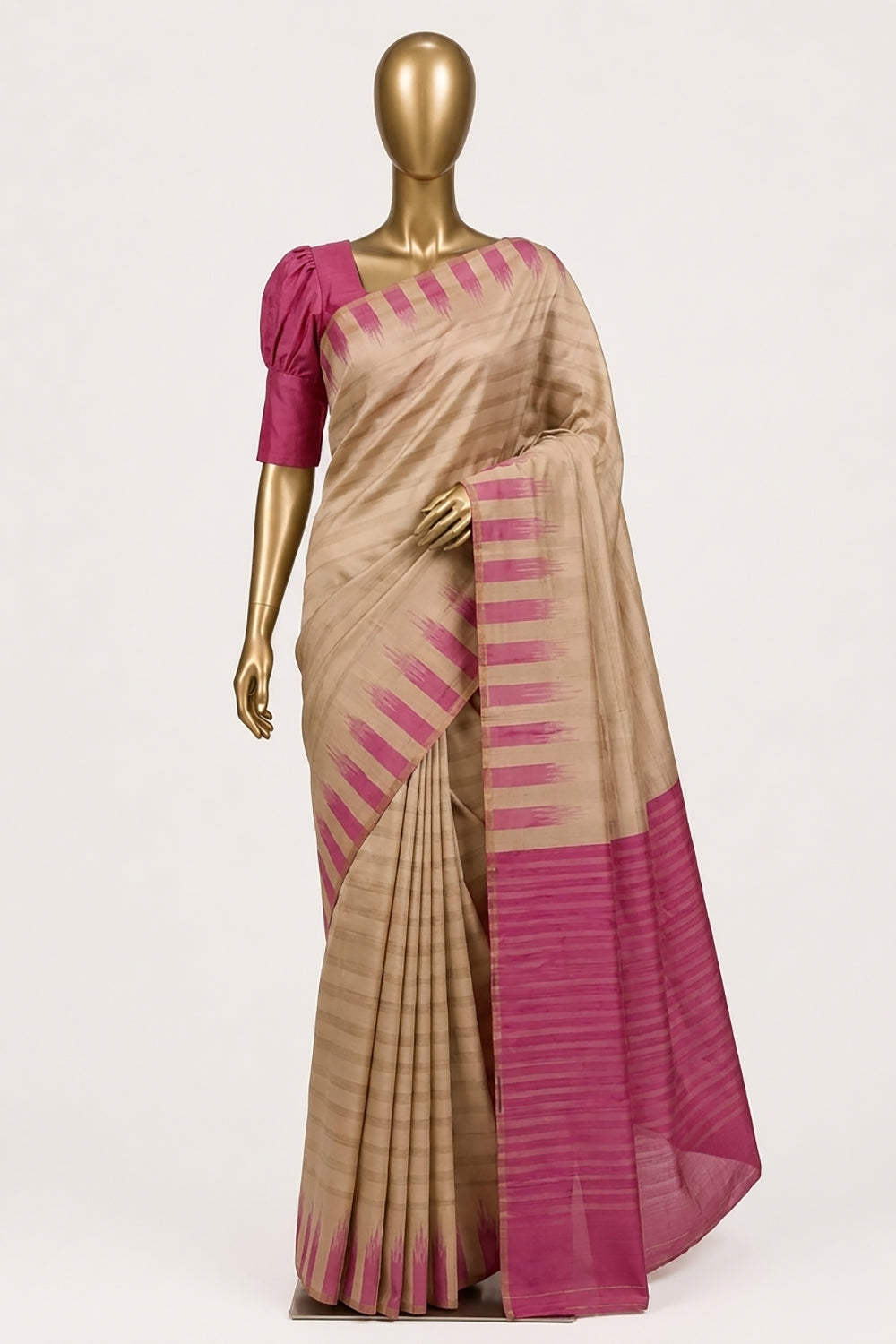 Image of Dupion Silk Off-White Saree