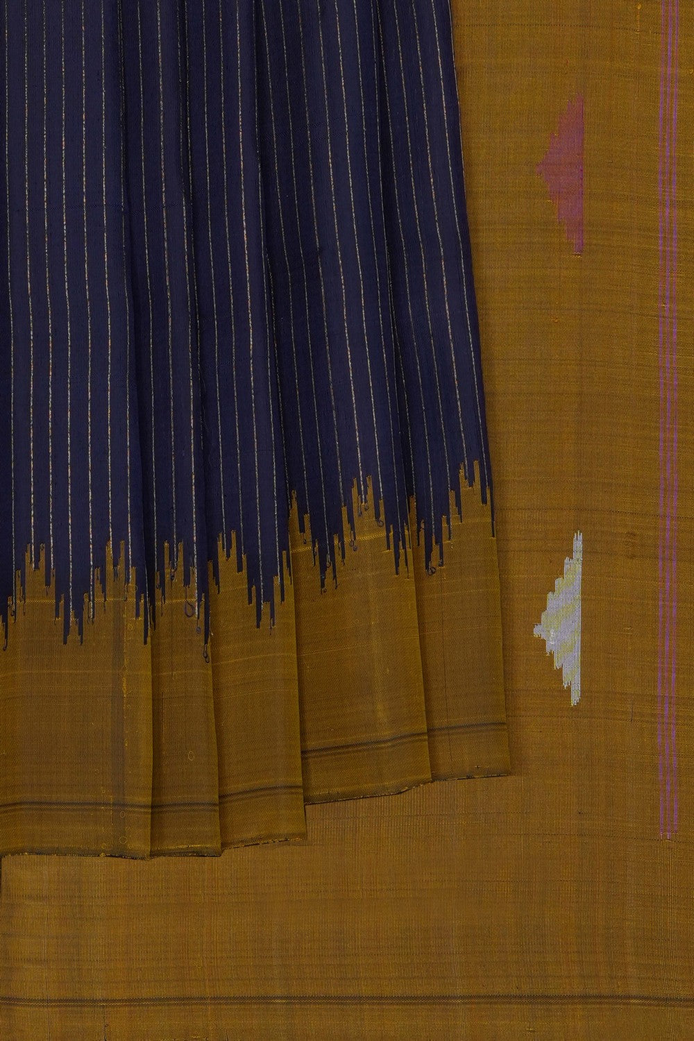 Image of Navy Blue Gadwal Silk Saree