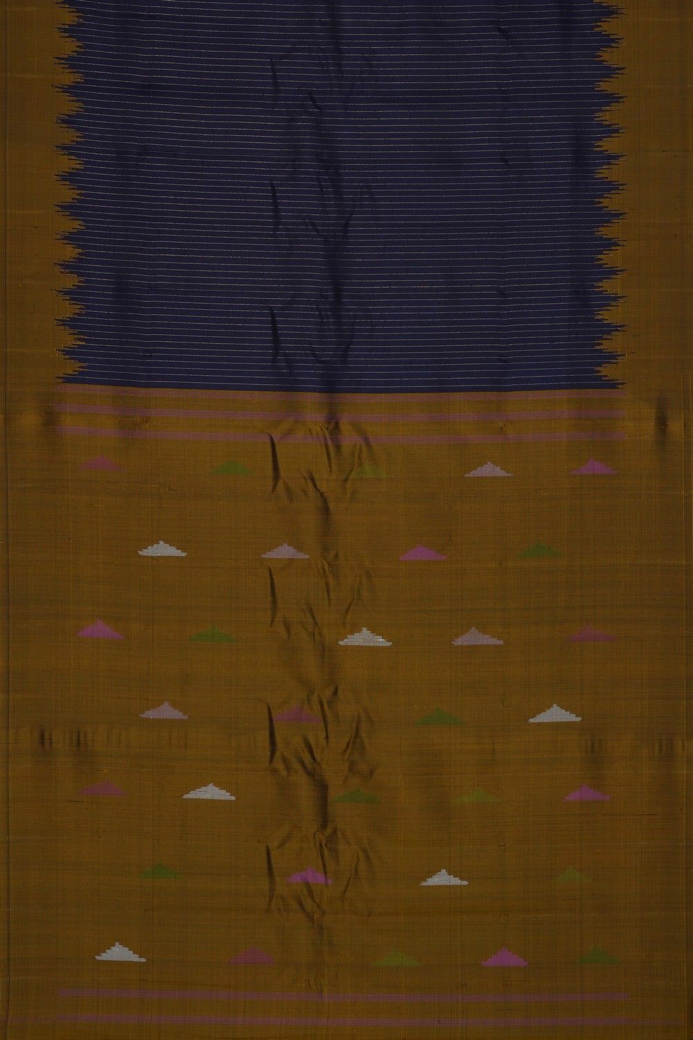 Image of Navy Blue Gadwal Silk Saree