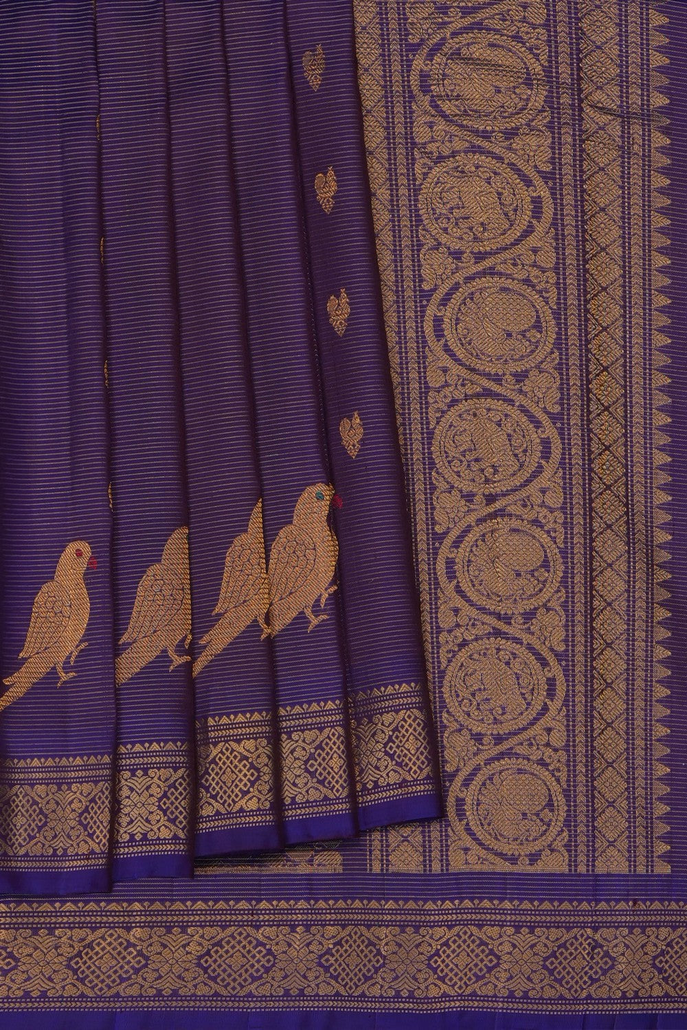 Image of Purple Gadwal Silk Kattam Saree